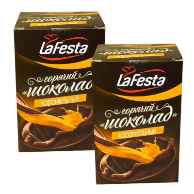 Кофе порционный Ла Феста Горячий шоколад Карамель 10 стиков, 2 штуки