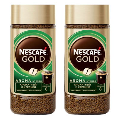 Кофе растворимый Nescafe  Gold Aroma Intenso 85 грамм, стекло 2 штуки