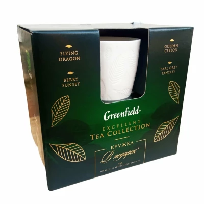 Подарочный набор Гринфилд  4 вида по 25 пакетов с чайной парой