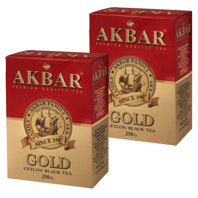 Чай черный Акбар Голд средний лист 250 грамм 2 штуки
