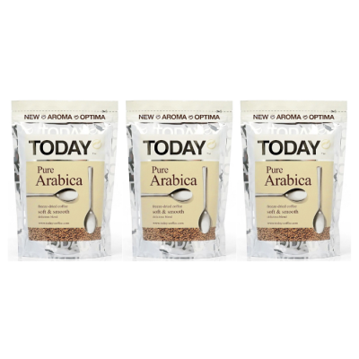 Кофе растворимый Today Pure Arabica 75 грамм пакет 3 штуки