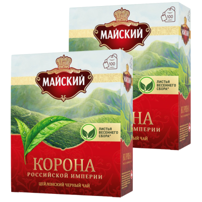 Чай черный Майский Корона Российской Империи 100 пакетиков 2 штуки