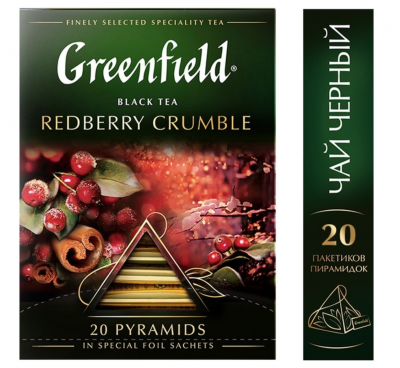 Чай черный в пирамидках Greenfield Redberry Crumble 20 пакетиков