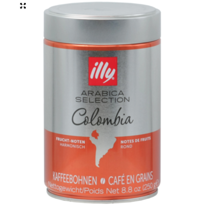 Кофе в зернах Illy Colombia железная банка 250 гр