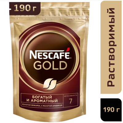 Кофе растворимый Nescafe Gold 190 грамм