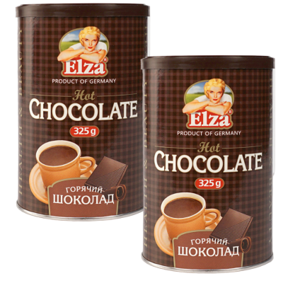 Горячий шоколад ЭЛЬЗА железная банка 325 грамм, 2 штуки