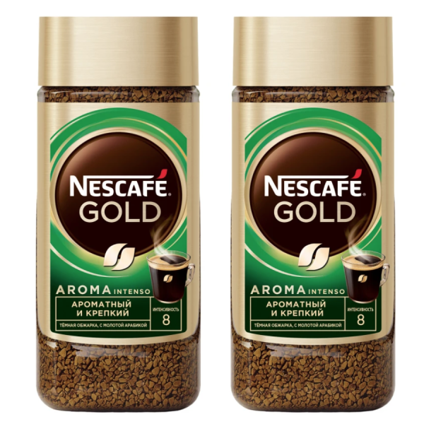 Кофе растворимый Nescafe Gold Арома Интенсо 85 грамм, стекло 2 штуки