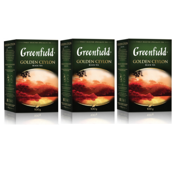 Чай черный листовой Гринфилд Голден Цейлон 100 грамм 3 штуки