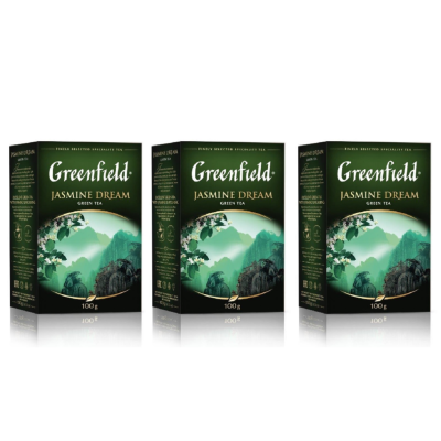 Чай зеленый листовой Гринфилд Жасмин Дрим 100 грамм 3 штуки