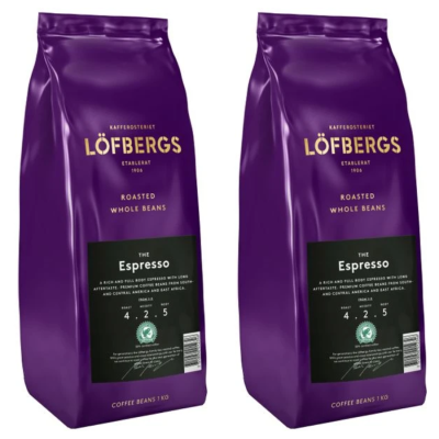 Кофе в зернах Lofbergs Espresso 1 кг 2 штуки