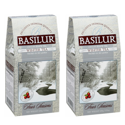 Чай черный листовой Базилур Зимний с клюквой 100 грамм 2 штуки