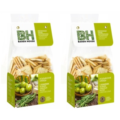 Хлебцы Бэкер Хаус Итальянские с розмарином и чесноком 250 грамм 2 штуки