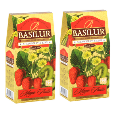 Чай черный цейлонский листовой Базилур Клубника и Киви 100 грамм 2 штуки
