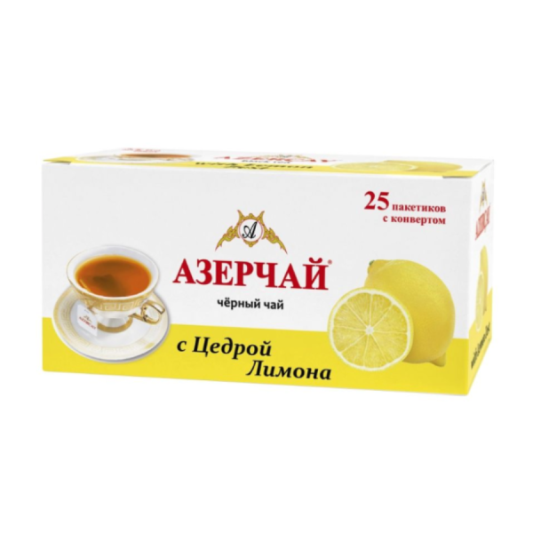 Чай черный Азерчай с цедрой лимона 25 пакетиков