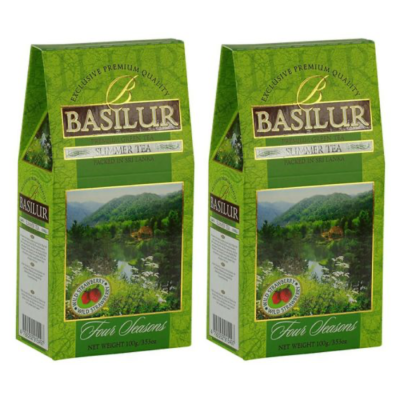 Чай зеленый Базилур Летний с земляникой 100 грамм 2 штуки