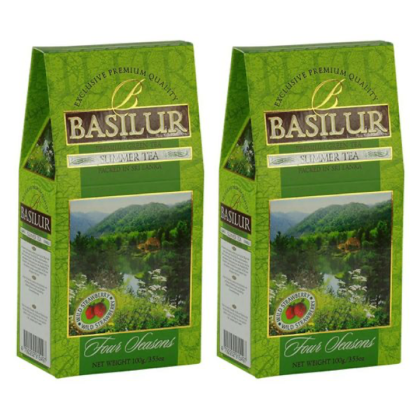 Чай зеленый Базилур Летний Земляника 100 грамм 2 штуки