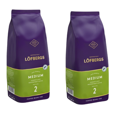 Кофе в зернах Lofbergs Medium Roast 1 кг 2 штуки