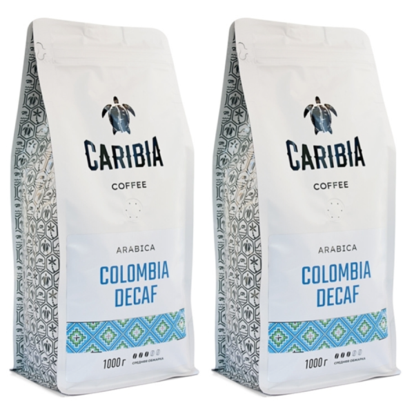 Кофе зерновой Caribia Arabica Colombia Decaf 1 кг 2 штуки