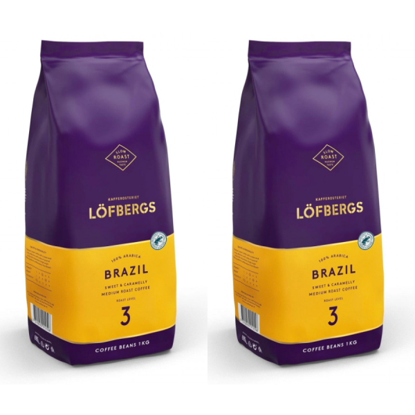 Кофе в зернах Lofbergs Brazil 1 кг 2 штуки