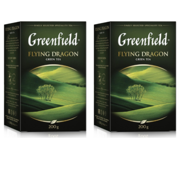 Чай зеленый листовой Greenfield Flying Dragon 2 упаковки по 200 грамм