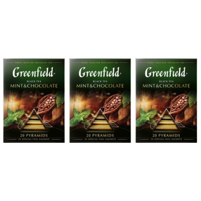 Чай черный в пирамидках Greenfield Mint & Chocolate 20 пакетиков 3 штуки