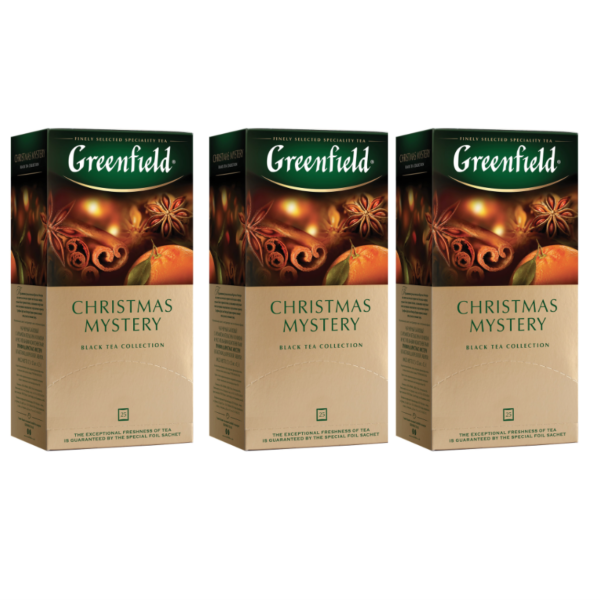 Чай черный пакетированный Гринфилд Кристмас Мистери 25 пакетиков 3 штуки