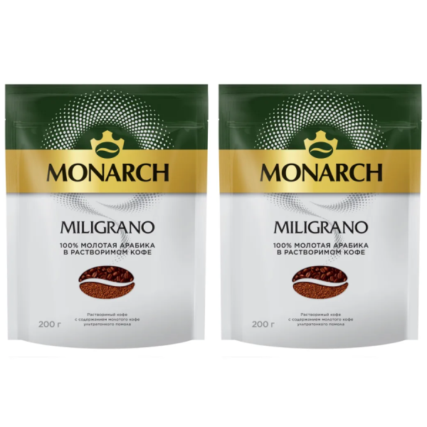 Кофе растворимый Монарх Miligrano 200 грамм 2 штуки