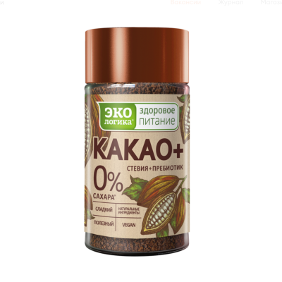 Какао-напиток Экологика Какао Плюс стеклянная банка 125 грамм