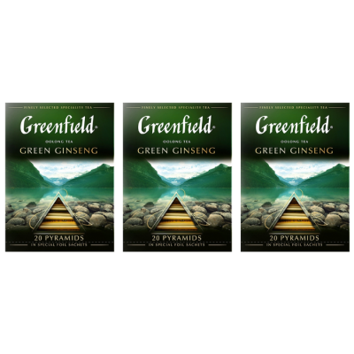 Чай зеленый в пирамидках Greenfield Green Ginseng 20 пакетиков 3 штуки