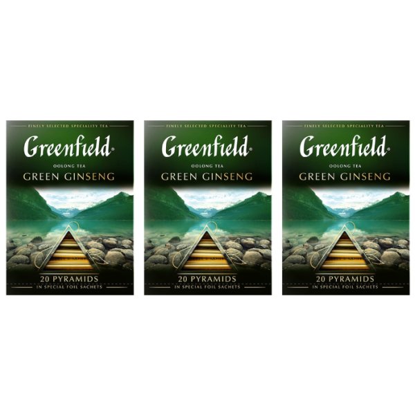 Чай в пирамидках Гринфилд Зеленый Женьшень 20 пакетиков 3 штуки