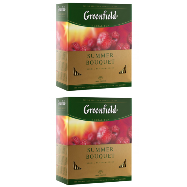 Спайка чай травяной Greenfield Summer Bouquet 2 упаковки по 100 пакетов