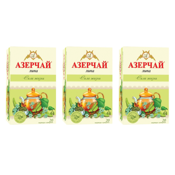 Чай травяной Азерчай с липой 20 пакетиков 3 штуки
