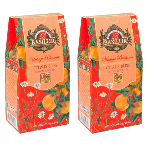 Чай черный Базирул Винтажные цветы Цитрусовое наслаждение 75 грамм 2 штуки