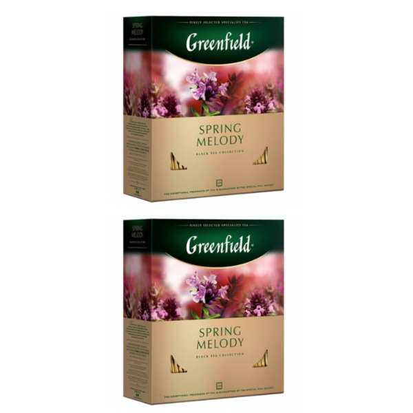 Чай черный пакетированный Greenfield Spring Melody 2 упаковки по 100 пакетиков