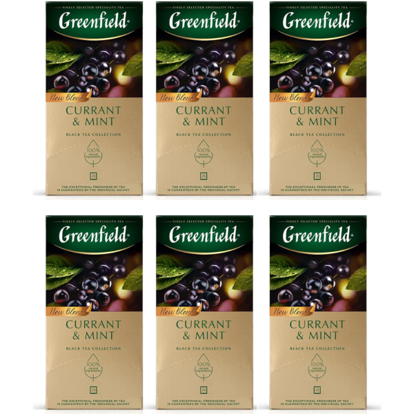 Чай черный Greenfield Currant&Mint 25 пакетиков 6 штук