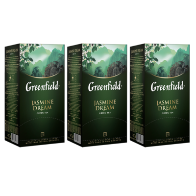 Чай зеленый Greenfield Jasmine Dream 3 упаковки по 25 пакетов