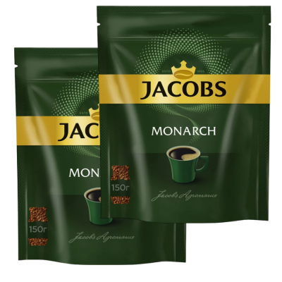 Кофе растворимый Jacobs Monarch 150 грамм пакет 2 штуки