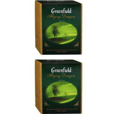 Чай зеленый листовой Greenfield Flying Dragon 2 упаковки по 100 пакетиков