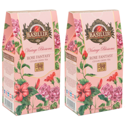 Чай зеленый Базилур Винтажные цветы, Розовая фантазия 75 грамм 2 штуки
