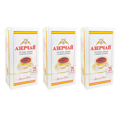 Чай черный Азерчай с бергамотом 25 пакетиков 3 штуки