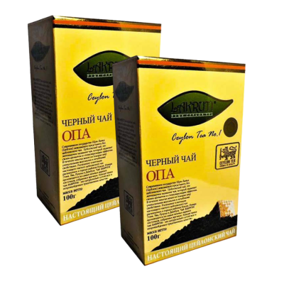 Чай черный листовой Лакрути ОПА 100 грамм 2 штуки
