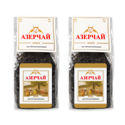 Чай черный листовой Азерчай Букет 400 грамм 2 штуки в мягкой упаковке