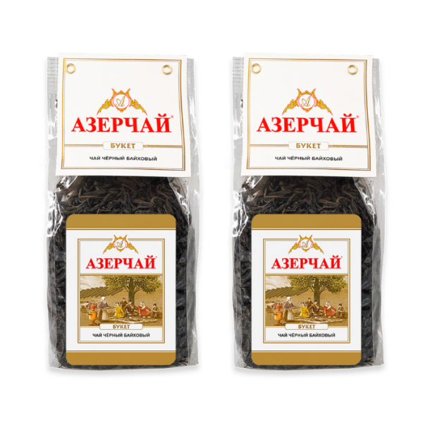 Чай черный листовой Азерчай Букет 400 грамм 2 штуки в мягкой упаковке