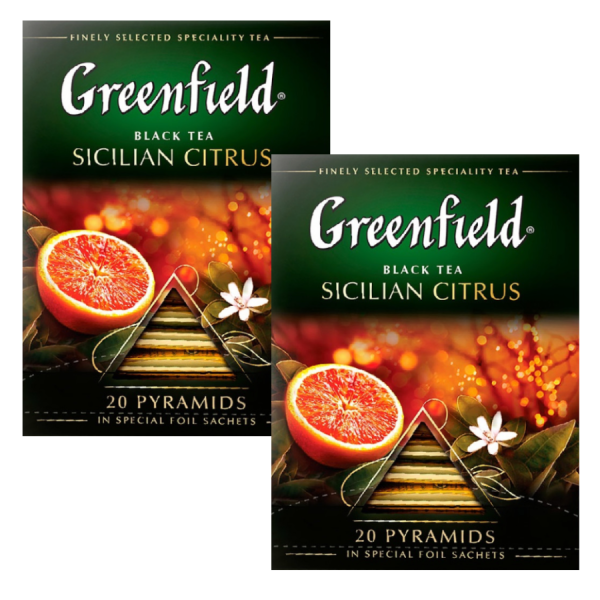 Чай черный в пирамидках Greenfield Sicilian Citrus 20 пирамидок 2 штуки
