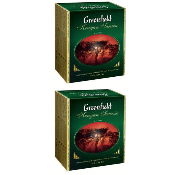 Чай черный Greenfield Kenyan Sunrise 2 упаковки по 100 пакетов