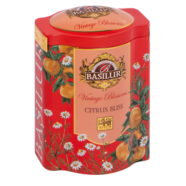 Чай черный Базирул Винтажные цветы Цитрусовое наслаждение, железная банка 100 грамм