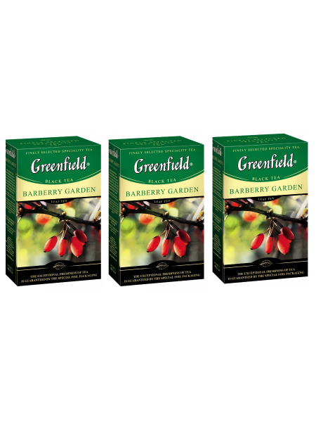 Чай черный листовой Greenfield Barberry Garden 3 упаковки по 100 грамм