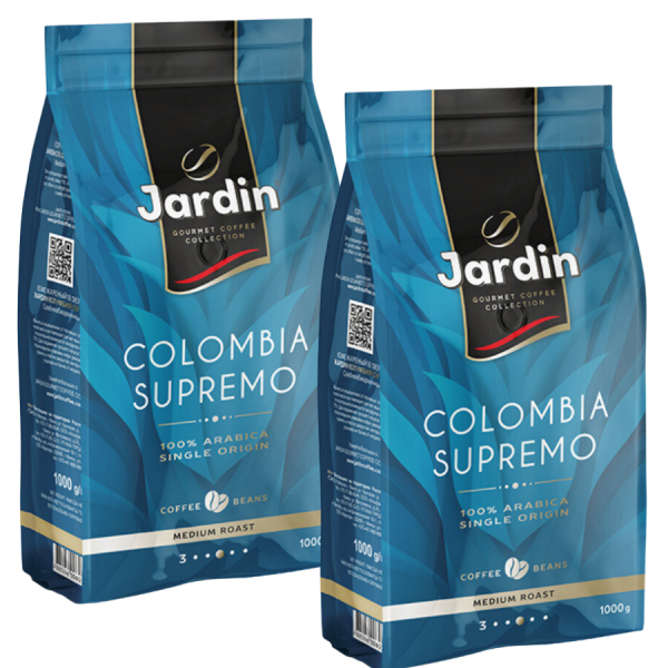 Спайка кофе зерновой Жардин Колумбия Супремо 1 кг*2