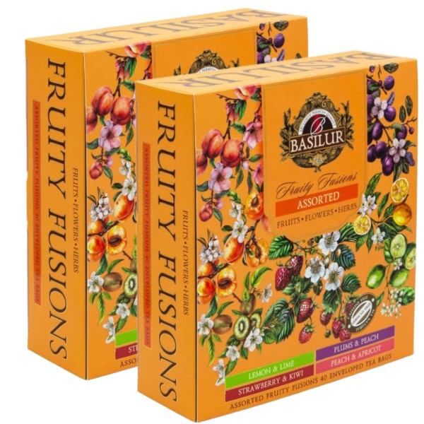 Чай Базилур Ассорти 40 пакетиков Фруктовое Вдохновение оранжевая пачка 2 штуки