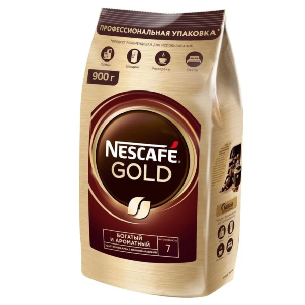 Кофе растворимый Нескафе Голд 900 грамм, пакет